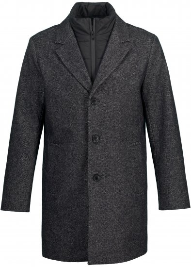 JP1880 Coat Wool Blend Quilted Insert Black - Jakne - Moške bunde za Močnejše Postave