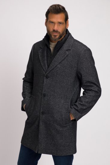 JP1880 Coat Wool Blend Quilted Insert Black - Jakne - Moške bunde za Močnejše Postave