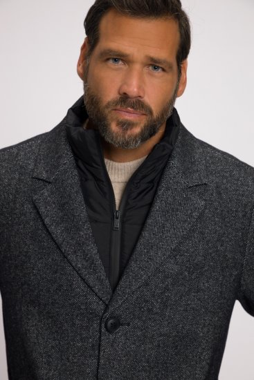 JP1880 Coat Wool Blend Quilted Insert Black - Jakne - Moške bunde za Močnejše Postave