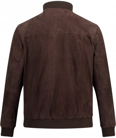 JP1880 Leather Jacket Goat Suede Espresso Brown - Jakne - Moške bunde za Močnejše Postave