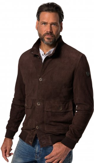 JP1880 Leather Jacket Goat Suede Espresso Brown - Jakne - Moške bunde za Močnejše Postave