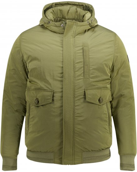 STHUGE Bomber Jacket With Hood Green - Jakne - Moške bunde za Močnejše Postave