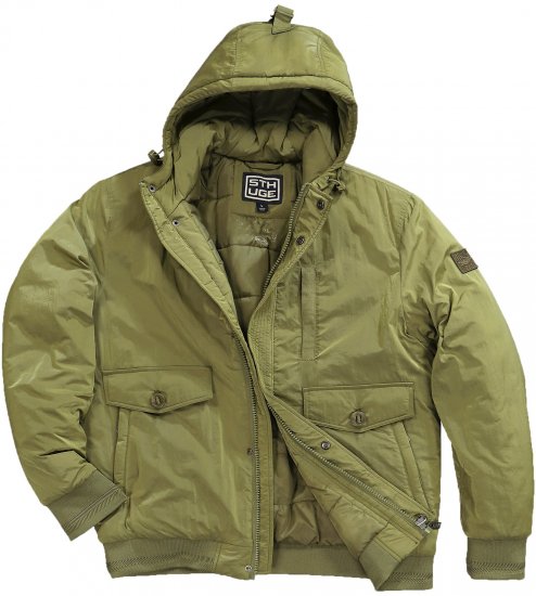 STHUGE Bomber Jacket With Hood Green - Jakne - Moške bunde za Močnejše Postave