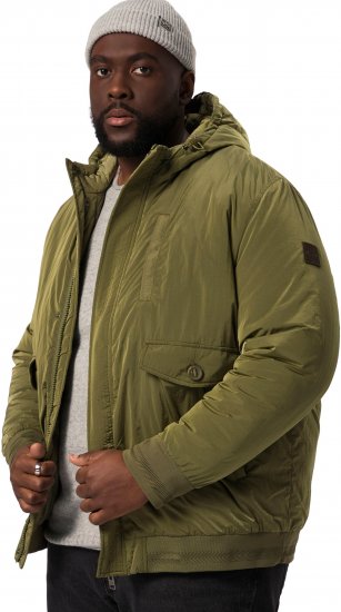 STHUGE Bomber Jacket With Hood Green - Jakne - Moške bunde za Močnejše Postave