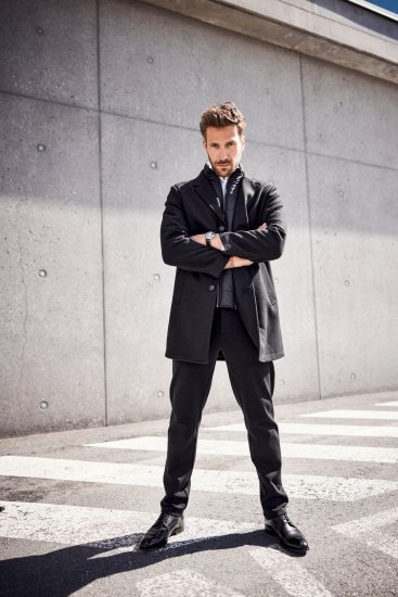 JP1880 Coat Wool Blend Quilted Black - Jakne - Moške bunde za Močnejše Postave