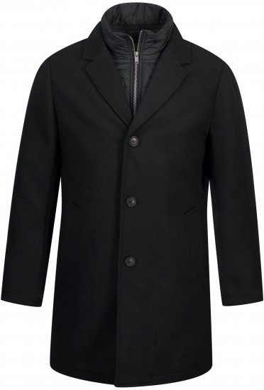 JP1880 Coat Wool Blend Quilted Black - Jakne - Moške bunde za Močnejše Postave