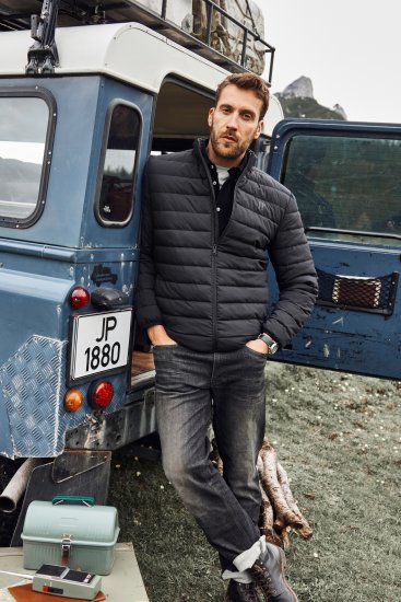 JP1880 Jacket Quilted Stand-up Collar Black - Jakne - Moške bunde za Močnejše Postave