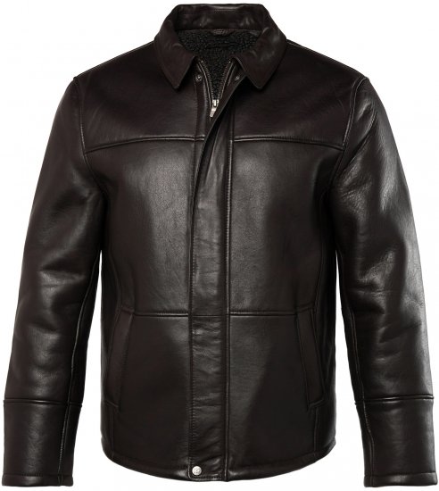 JP1880 Leather Jacket Soft Lamb Nappa Dark Brown - Jakne - Moške bunde za Močnejše Postave