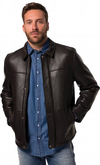 JP1880 Leather Jacket Soft Lamb Nappa Dark Brown - Jakne - Moške bunde za Močnejše Postave