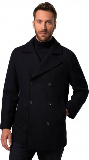 JP1880 Caban Short Double-breasted Overcoat Navy - Jakne - Moške bunde za Močnejše Postave