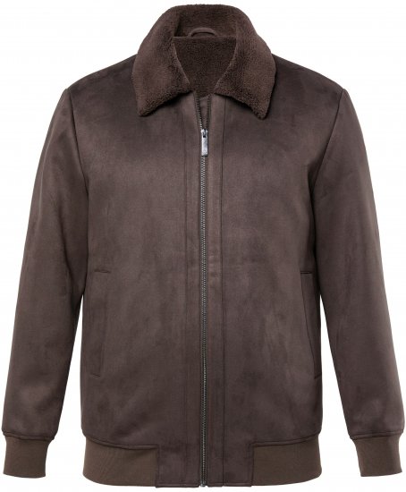JP1880 Bomber Jacket Faux Leather Dark Brown - Jakne - Moške bunde za Močnejše Postave