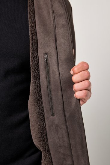 JP1880 Bomber Jacket Faux Leather Dark Brown - Jakne - Moške bunde za Močnejše Postave