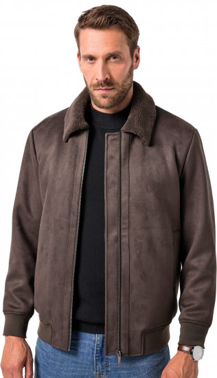 JP1880 Bomber Jacket Faux Leather Dark Brown - Jakne - Moške bunde za Močnejše Postave