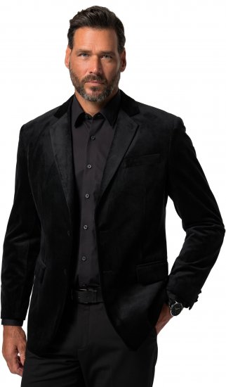 JP1880 Jacket Velvet Business Smoking Black - Obleke - Velike številke oblek za moške