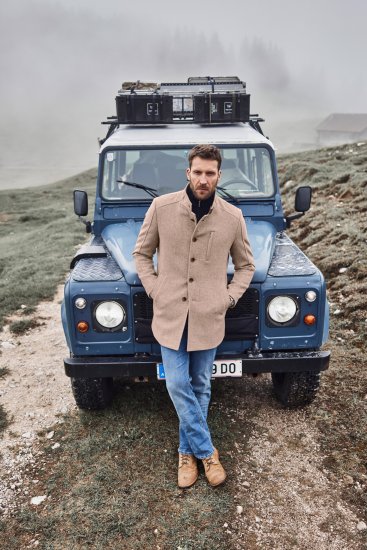 JP1880 Coat Wool Blend Beige Melange - Jakne - Moške bunde za Močnejše Postave