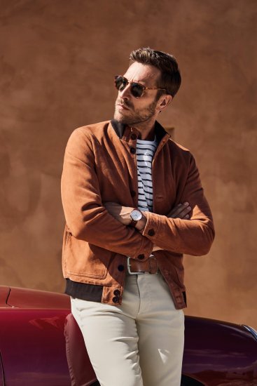 JP1880 Jacket Leather Lamb Nappa Brown - Jakne - Moške bunde za Močnejše Postave