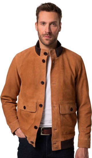JP1880 Jacket Leather Lamb Nappa Brown - Jakne - Moške bunde za Močnejše Postave
