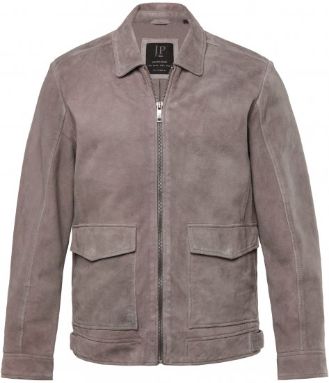 JP1880 Leather Jacket Lamskin Suede Grey - Jakne - Moške bunde za Močnejše Postave