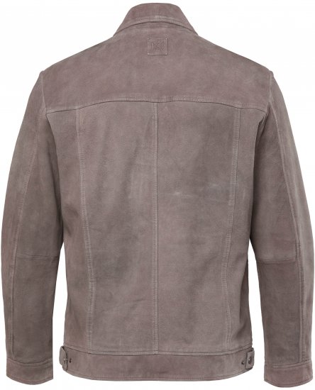 JP1880 Leather Jacket Lamskin Suede Grey - Jakne - Moške bunde za Močnejše Postave