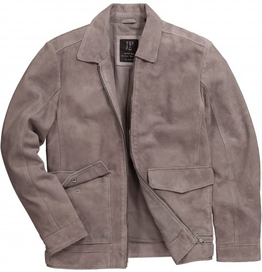 JP1880 Leather Jacket Lamskin Suede Grey - Jakne - Moške bunde za Močnejše Postave