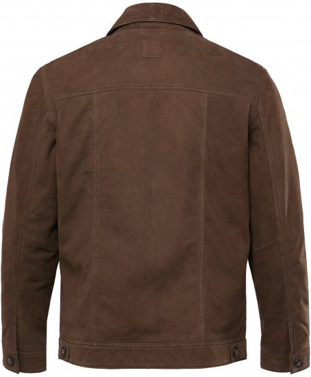 JP1880 Leather Jacket Nubuck Shirt Collar Brown - Jakne - Moške bunde za Močnejše Postave