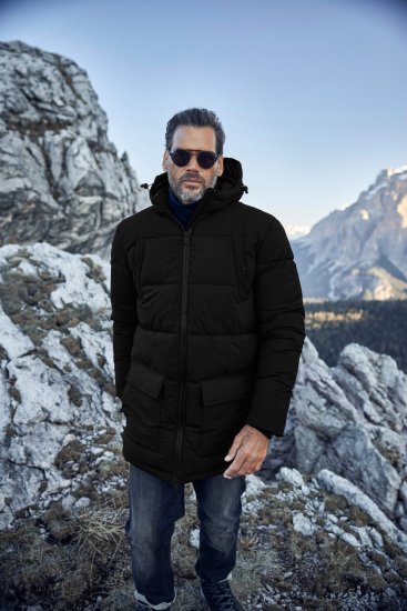 JP1880 Quilted Parka with Multiple Pockets Black - Jakne - Moške bunde za Močnejše Postave