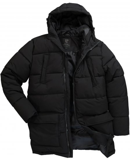 JP1880 Quilted Parka with Multiple Pockets Black - Jakne - Moške bunde za Močnejše Postave