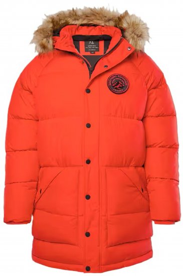 JP1880 Parka Quilted Faux Fur Hood Red - Jakne - Moške bunde za Močnejše Postave