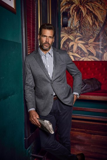 JP1880 Jacket Business Donegal Graphite Grey - Jakne - Moške bunde za Močnejše Postave