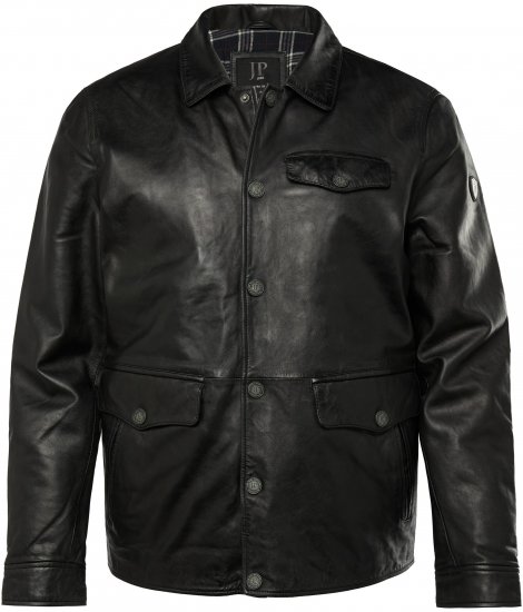 JP1880 Leather Jacket Finest Lamb Nappa Black - Jakne - Moške bunde za Močnejše Postave