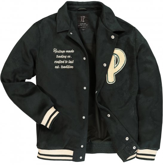 JP1880 Blouson Velour with Chest Embroidery Dark Green - Jakne - Moške bunde za Močnejše Postave