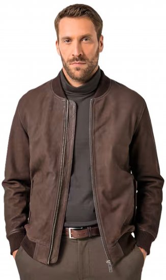 JP1880 Jacket Buffed Nubuck Lamb Leather Brown - Jakne - Moške bunde za Močnejše Postave