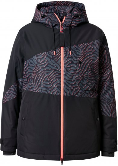 Ulla Popken Neon Ripple Performance Snow Jacket Black - Jakne - 