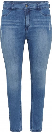 Kaffe Curve Laurina Kavbojke Washed/Destroyed Blue Denim - Kavbojke & Hlače v Velikih Številkah – Plus Size - 