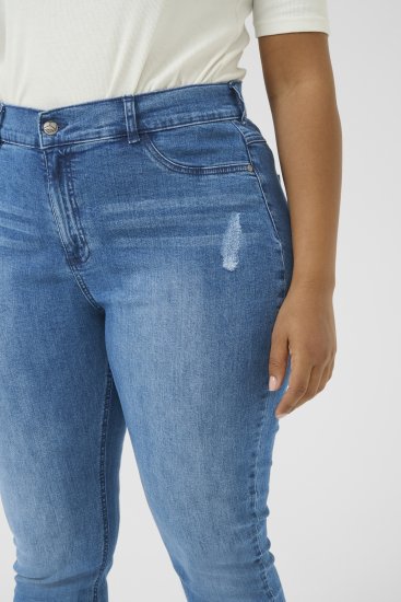 Kaffe Curve Laurina Kavbojke Washed/Destroyed Blue Denim - Kavbojke & Hlače v Velikih Številkah – Plus Size - 