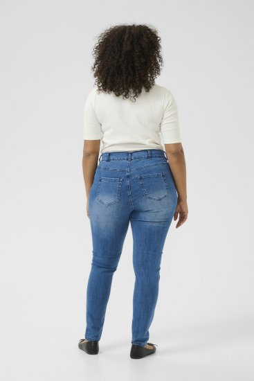 Kaffe Curve Laurina Kavbojke Washed/Destroyed Blue Denim - Kavbojke & Hlače v Velikih Številkah – Plus Size - 