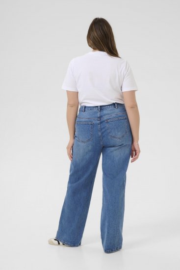 Kaffe Curve Leoana Široke dolge kavbojke Vintage modra - Kavbojke & Hlače v Velikih Številkah – Plus Size - 