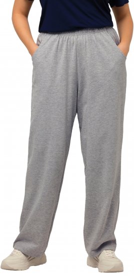 Ulla Popken Pull On Knit Straight Leg Pocket Pants Light Grey Melange - Kavbojke & Hlače v Velikih Številkah – Plus Size - 