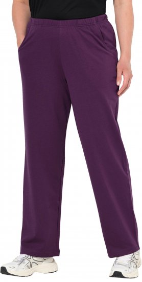 Ulla Popken Pull On Knit Straight Leg Pocket Pants Dark Blackberry - Kavbojke & Hlače v Velikih Številkah – Plus Size - 