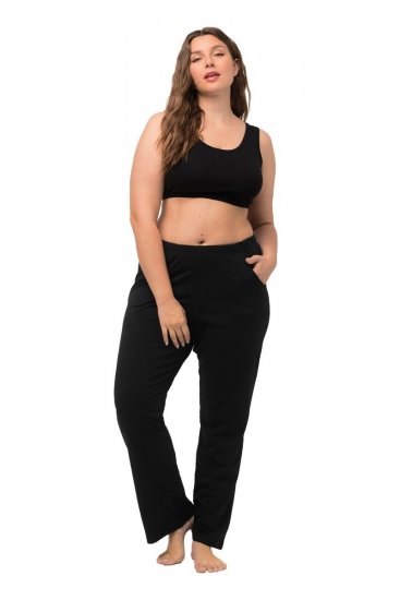 Ulla Popken Bootcut Elastic Waist Cotton French Terry Sport Pants Black - Ulla Popken - Ulla Popken oblačila večjih velikosti