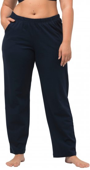Ulla Popken Bootcut Elastic Waist Cotton French Terry Sport Pants Night Blue - Kavbojke & Hlače v Velikih Številkah – Plus Size - 