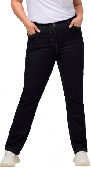 Ulla Popken Straight Leg Mandy Fit Stretch Jeans Dark Blue Denim - Kavbojke & Hlače v Velikih Številkah – Plus Size - 
