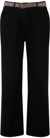 Ulla Popken Mary Fit Wide Leg Stretch Jeans Black - Kavbojke & Hlače v Velikih Številkah – Plus Size - 