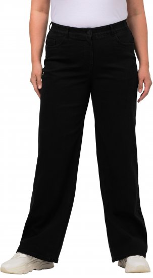 Ulla Popken Mary Fit Wide Leg Stretch Jeans Black - Kavbojke & Hlače v Velikih Številkah – Plus Size - 