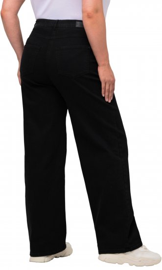 Ulla Popken Mary Fit Wide Leg Stretch Jeans Black - Kavbojke & Hlače v Velikih Številkah – Plus Size - 