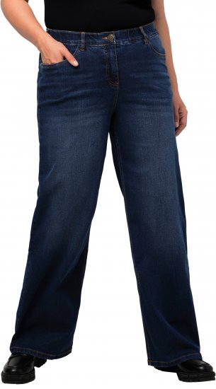 Ulla Popken Mary Fit Wide Leg Stretch Jeans Blue Denim - Kavbojke & Hlače v Velikih Številkah – Plus Size - 
