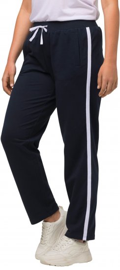Ulla Popken Side Stripe Adjustable Drawstring Waist Joggers Navy - Kavbojke & Hlače v Velikih Številkah – Plus Size - 