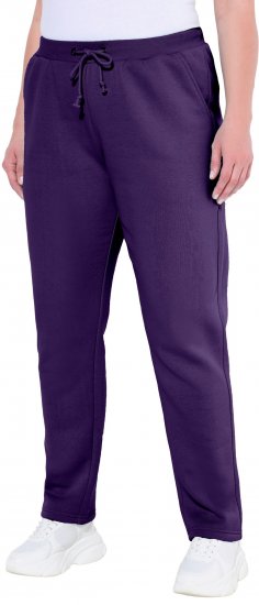 Ulla Popken Basic Drawstring Elastic Waist Cotton Blend Joggers Deep Violet - Kavbojke & Hlače v Velikih Številkah – Plus Size - 