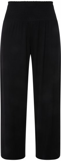 Ulla Popken Wide Leg Smocked Waist Knit Pants Black - Kavbojke & Hlače v Velikih Številkah – Plus Size - 