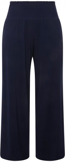 Ulla Popken Wide Leg Smocked Waist Knit Pants Night Blue - Kavbojke & Hlače v Velikih Številkah – Plus Size - 